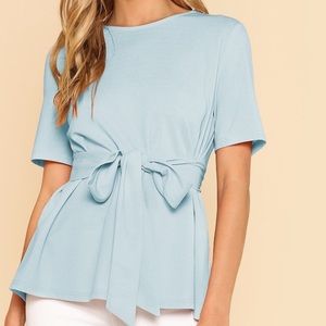 SHEIN TIE BLOUSE BLUE